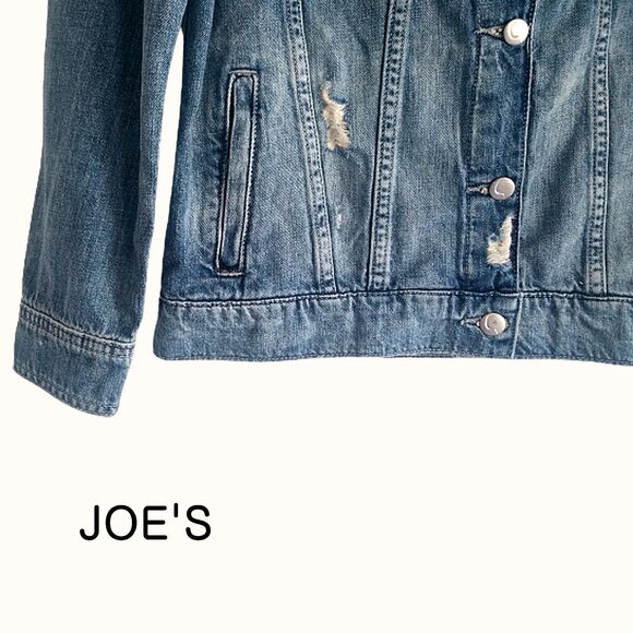 JOE'S NEW Oversize Rip/Distress Trucker Denim Jacket XS - Picture 6 of 12